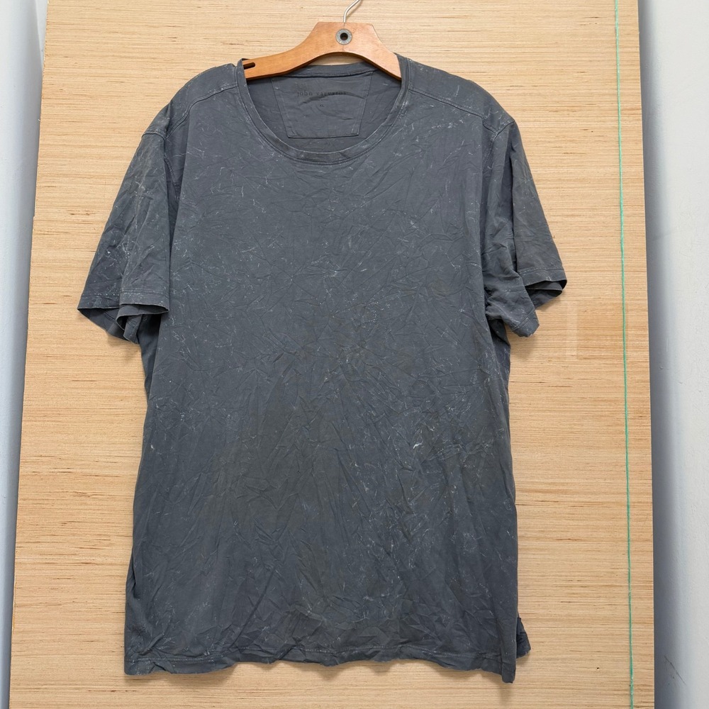 John Varvatos Mens XL Gray Acid Wash Distressed Short Sleeve Crew Neck T-Shirt